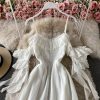Condole belt dress strapless backless cultivate one’s morality show thin big dress with short sleeves - Image 3