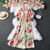 V-neck dress fashion temperament show thin waist, receive a word skirt is a fairy large pendulum dress