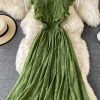 Spring and Autumn Lace round Neck Dress Long Sleeve Fashion Slim Fit Slimming Elegant Ruffled Large Swing Dress Formal Dress - Image 7