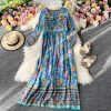 Posed long skirt retro Bohemian loose floral long beach holiday dresses - Image 2