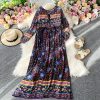 Posed long skirt retro Bohemian loose floral long beach holiday dresses - Image 5