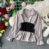 In the autumn of the new v-neck shirt joker temperament show thin waist western style jacket long sleeve - Image 4
