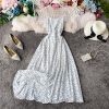 Wine red strap dress wave point beach dress backless cultivate one’s morality super fairy posed dress seaside resort - Image 3