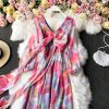Chiffon dress women long sleeve the spring and autumn period and the new French v-neck posed a word show thin waist long skirt - Image 4