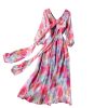 Chiffon dress women long sleeve the spring and autumn period and the new French v-neck posed a word show thin waist long skirt - Image 6