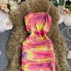 Nightclub Sexy Disco Waist Slimming Rainbow Color Gradient Handbag Hip Skirt Fashion Graceful Tube Top Strap Dress - Image 7
