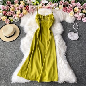 Korean Style New Girly Temperamental Base Inspirational Backless Strap Dress French Retro Tube Top Dress Goddess Temperament