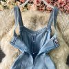 Spring New Korean Style Raw Hem High Waist Dress Mid-Length Slim Fit Bandeau Sling Denim Suspender Skirt - Image 4