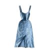 Spring New Korean Style Raw Hem High Waist Dress Mid-Length Slim Fit Bandeau Sling Denim Suspender Skirt - Image 6