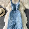Spring New Korean Style Raw Hem High Waist Dress Mid-Length Slim Fit Bandeau Sling Denim Suspender Skirt - Image 7