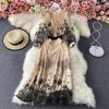 Spring French Style Vintage Court Style Embroidered Ruffled Waist Slimming Temperament Goddess Style Lace Dress - Image 2