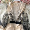 Spring French Style Vintage Court Style Embroidered Ruffled Waist Slimming Temperament Goddess Style Lace Dress - Image 5