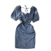 Square Collar Dress Women’s Summer New French Socialite Slimming Pleated Waist Tight Irregular Short Hip Skirt - Image 6