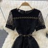 French round Neck Lace Dress for Women Summer New Fairy Lady Super Fairy Mori Style Waist-Tight Slimming Elegant Long Dress - Image 4