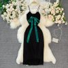 French Style Vintage Bow Suspender Dress for Women Summer New Elegant Graceful Slim Fit Slimming Sheath Dress