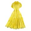 European Station Hollow Water-Soluble Lace Lapel Dress Short Sleeve  Summer Waist-Controlled Large Hem A- line Dress Long Skirt - Image 6