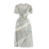 Summer New Gentle Fairy Puff Sleeve First Love Skirt Split V-neck Halter Chiffon Floral Dress - Image 6