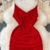 Small Sexy Low-Cut Backless Chain Strap Skinny Sheath Short Skirt Letter Printed Dress Sleeveless Summer - Image 7
