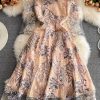 Summer High-End Retro Crew Neck Embroidered Waist Slimming Lace Dress Elegant Graceful Swing Long Dress - Image 6