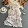 Seaside Holiday Floral Slip Dress Vest Chiffon Pleated Dress Women’s Summer Slimming Temperament Fairy Long Dress - Image 3