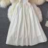 French Style Retro Square Collar Bow Puff Sleeve Dress Summer New Girl Age-Reducing Sweet Large Swing Dress - Image 4
