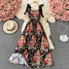 Annual Meeting High-End Evening Dress Women’s New Banquet Temperament Socialite Swing Long Dress Printing Slip Dress Summer