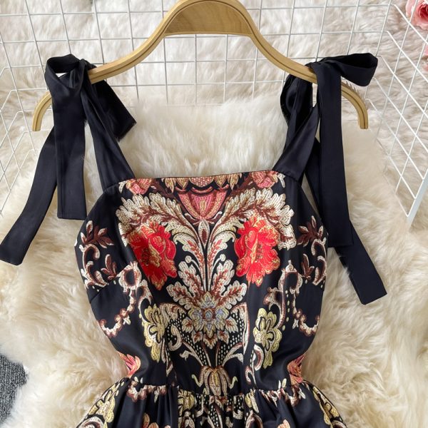 Annual Meeting High-End Evening Dress Women’s New Banquet Temperament Socialite Swing Long Dress Printing Slip Dress Summer - Image 3