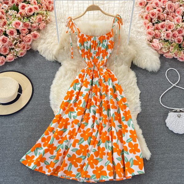 Seaside Holiday Beach Dress Women’s Summer New Korean Style French First Love Suspender Dress Mori Style Floral Dress - Image 2