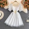 French Square Collar Chiffon Floral Dress Super Fairy Sweet Summer New Gentle Temperament Waist-Controlled Mid-Length Skirt - Image 3