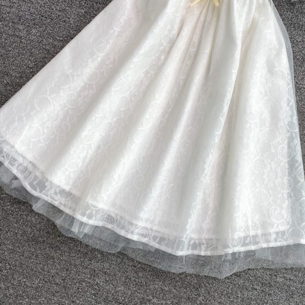 French Square Collar Chiffon Floral Dress Super Fairy Sweet Summer New Gentle Temperament Waist-Controlled Mid-Length Skirt - Image 5