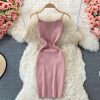 Summer New Sexy Knitted Chain Vest Skirt Mid-Length Strap Slim Slimming Sheath Dress - Image 4