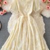 Gentle Square Collar Lace Dress Summer New Mid-Length Waist Slimming Machine Embroidery First Love Skirt - Image 7