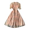 Ladies temperament lace embroidery wooden ear stand collar dress summer waist was thinner mid-length skirt short sleeves - Image 6
