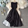 European Stationsummer New French Retro Sleeveless Vest Dress Printed Waist-Controlled Slimming Large Hem Dress - Image 5