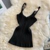 Summer New Solid Color Metal Buckle V-neck Slim Fit Slimming Inspirational Short Knitted Top Thread Camisole - Image 3