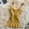 Summer New Solid Color Metal Buckle V-neck Slim Fit Slimming Inspirational Short Knitted Top Thread Camisole - Image 5