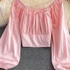 Autumn New Retro Fairy French Style Square-Neck Cinched Slimming Lantern Sleeves Shirt Short Western Style White Top for Women - Image 7
