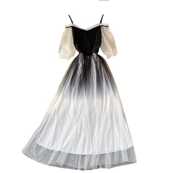 Evening Dress for Women off-Shoulder Shoulder-Baring Lantern Sleeve Long Ladies Banquet Elegant Waist-Tight Slimming Host Dress - Image 6
